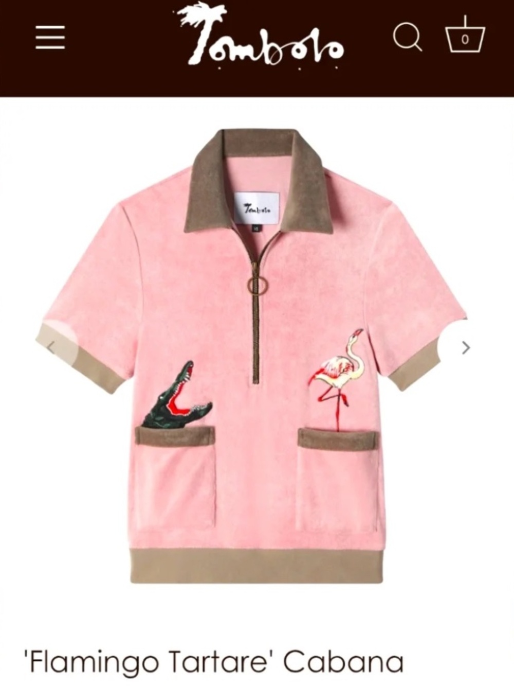 Tombolo 'Flamingo Tartare' Cabana Terrycloth Sweater - Size S - Picture 6 of 6